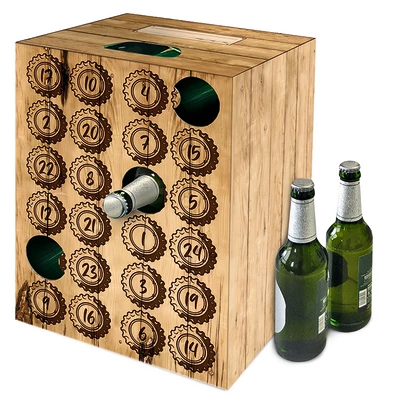 Adventskalender in attraktivem Holz-Design mit 24 perforierten Türchen