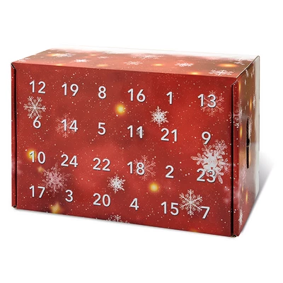 Adventskalender mit 24 Türchen, mit beiliegendem braunen Gefache